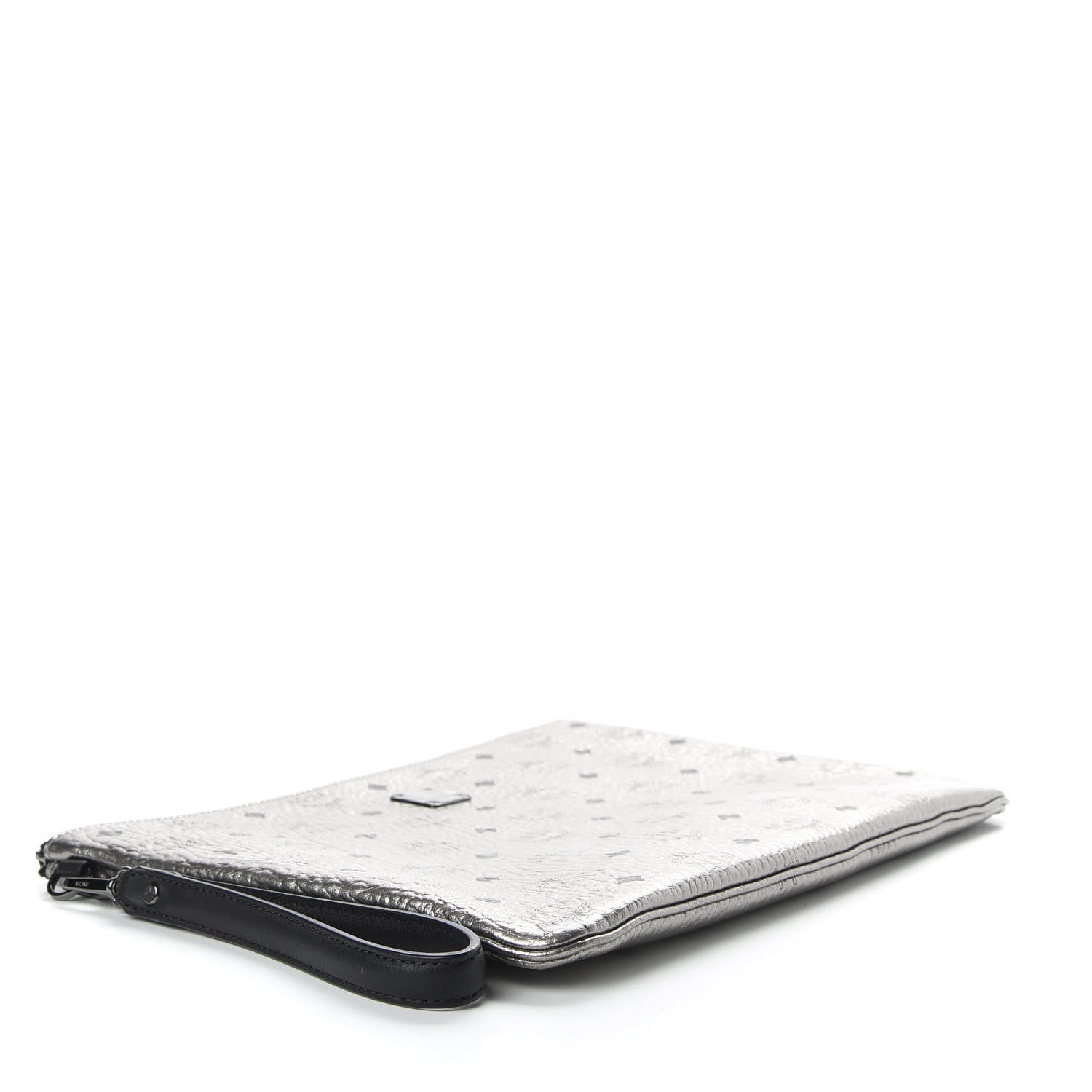 MCM Metallic Visetos Large Stark Wristlet Pouch Silver 4 of 7