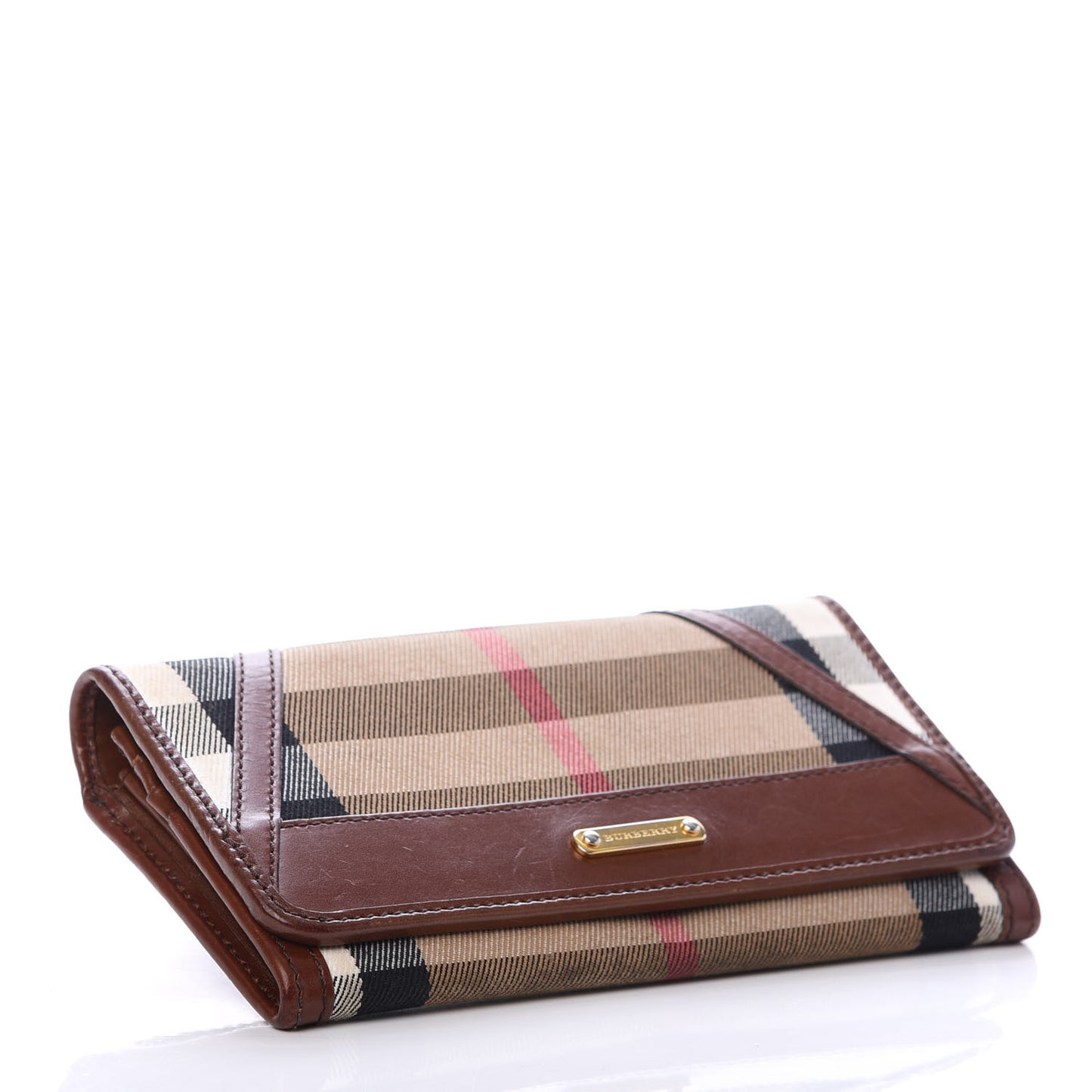House Check Bridle Calfskin Penrose Continental Wallet Dark Tan