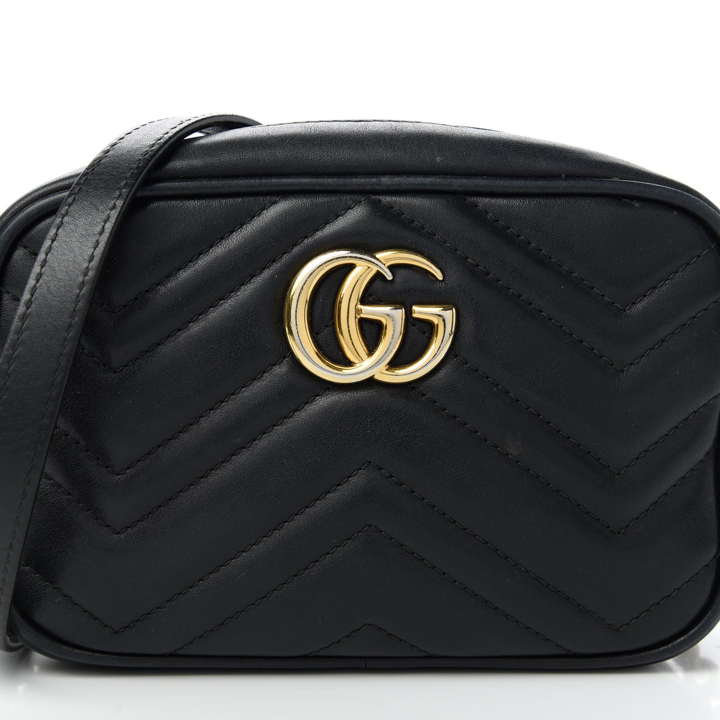 Calfskin Matelasse Mini GG Marmont Chain Shoulder Bag Black