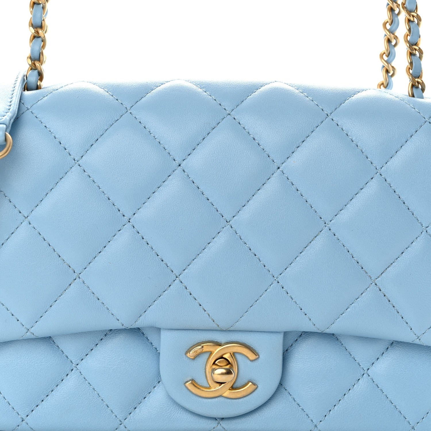 Chanel Lambskin Quilted Small Wenge Wood Flap Light Blue 8 of 10