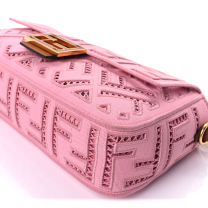 Fendi Canvas Cuoio Agata FF Ajour Embroidered Baguette Ciclamino Cuoio 8 of 8