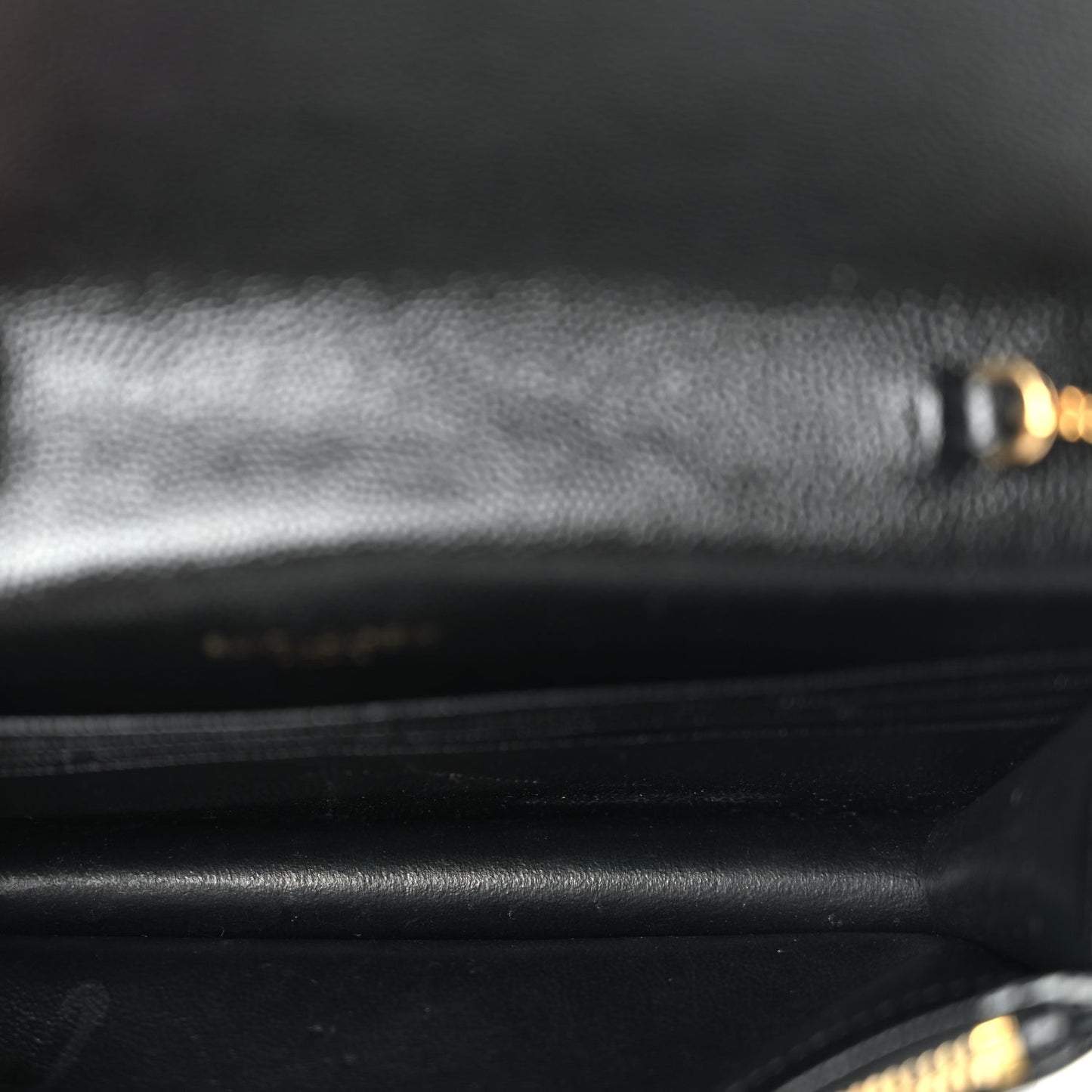 Grain De Poudre Matelasse Chevron Monogram Envelope Chain Wallet Black