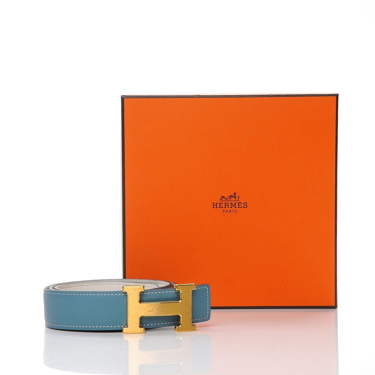 Epsom Swift 32mm H Belt 80 Blue Jean White