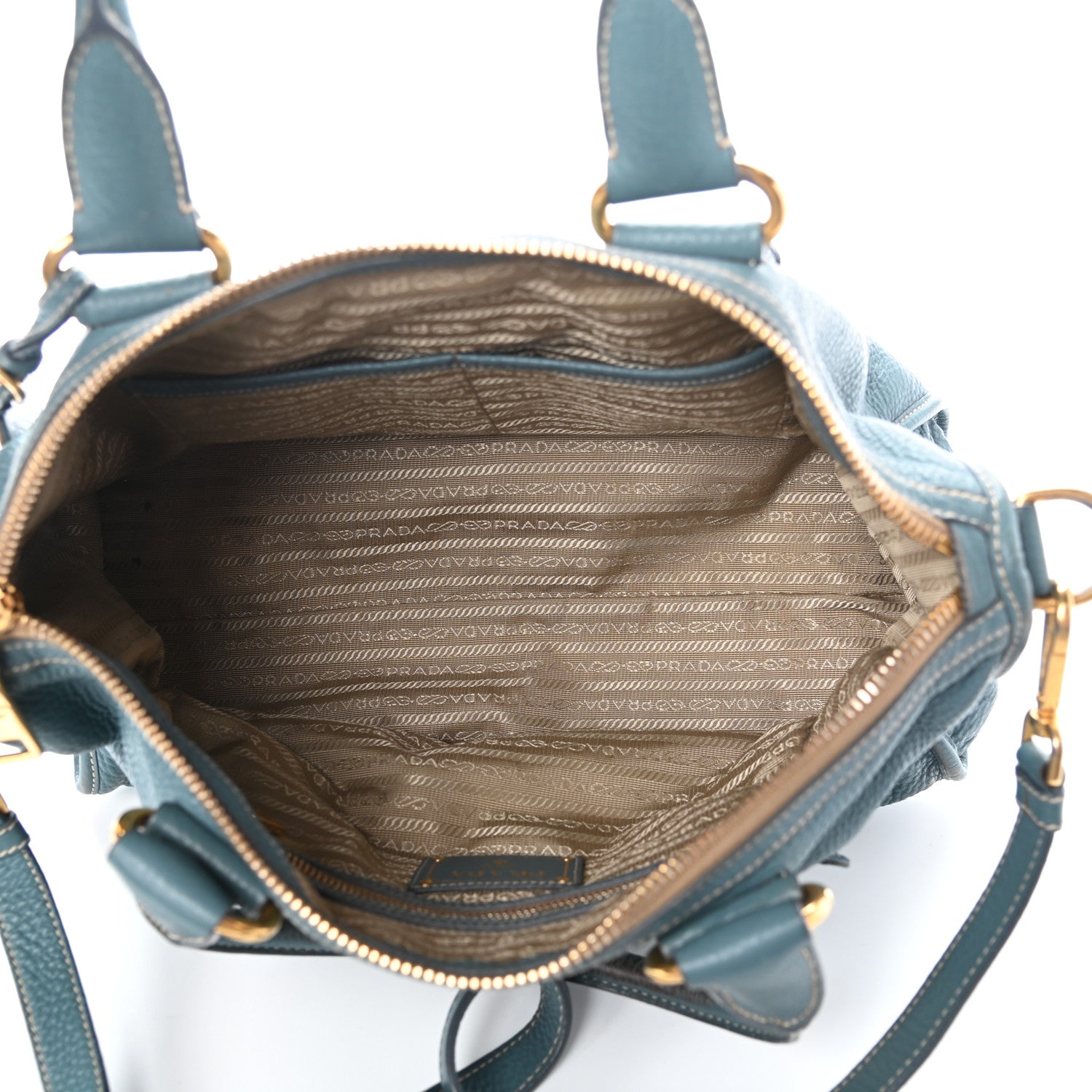 Prada Vitello Daino Shopping Satchel Marine 5 of 9