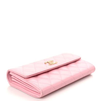 Chanel Caviar Quilted Chain CC Long Flap Wallet Pink 4 of 9