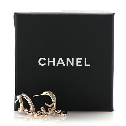 Chanel Crystal CC Double Hoop Earrings Gold 5 of 5