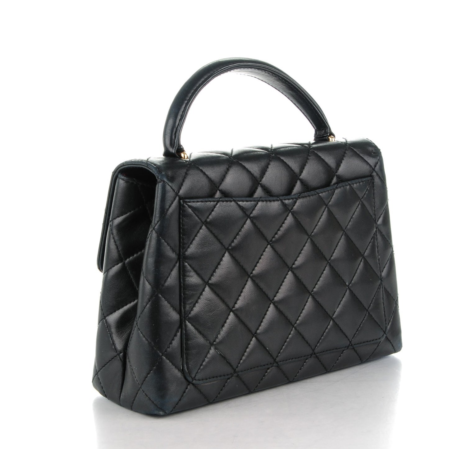 Lambskin Quilted Medium Kelly Flap Bag Black