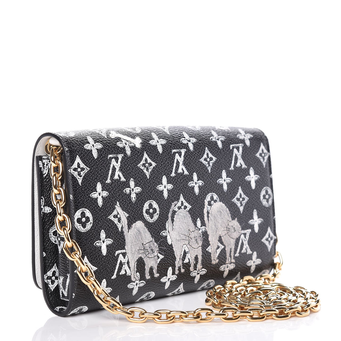 Catogram Twist Chain Wallet Black