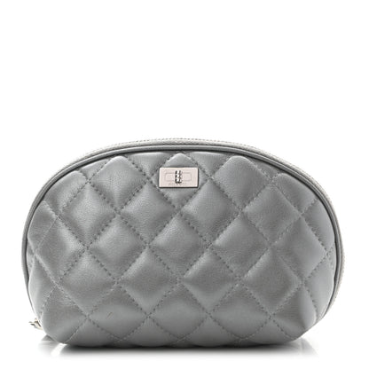 Chanel Metallic Lambskin Quilted Reissue Cosmetic Case Silver 1 of 9