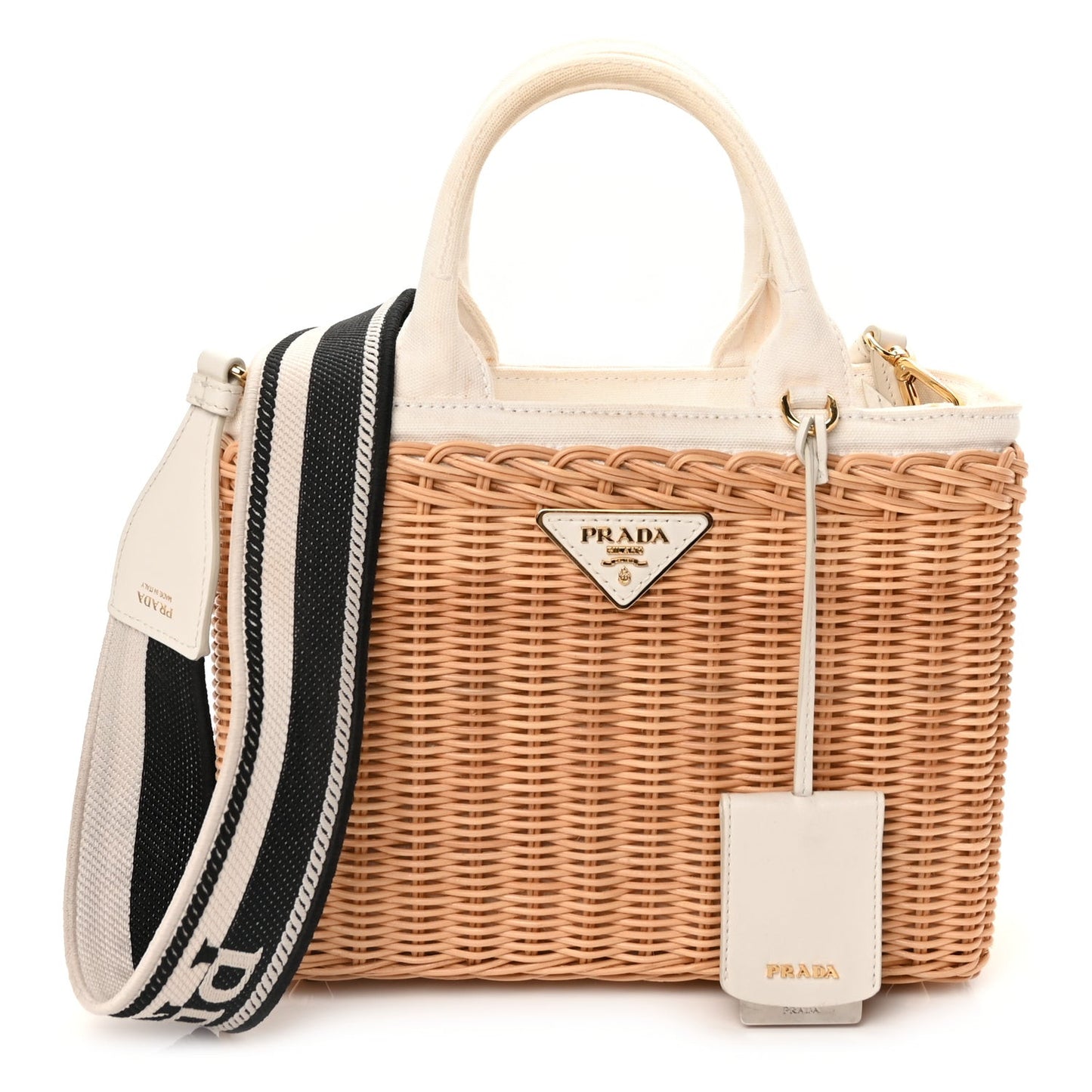 Wicker Canvas Tote Naturale White