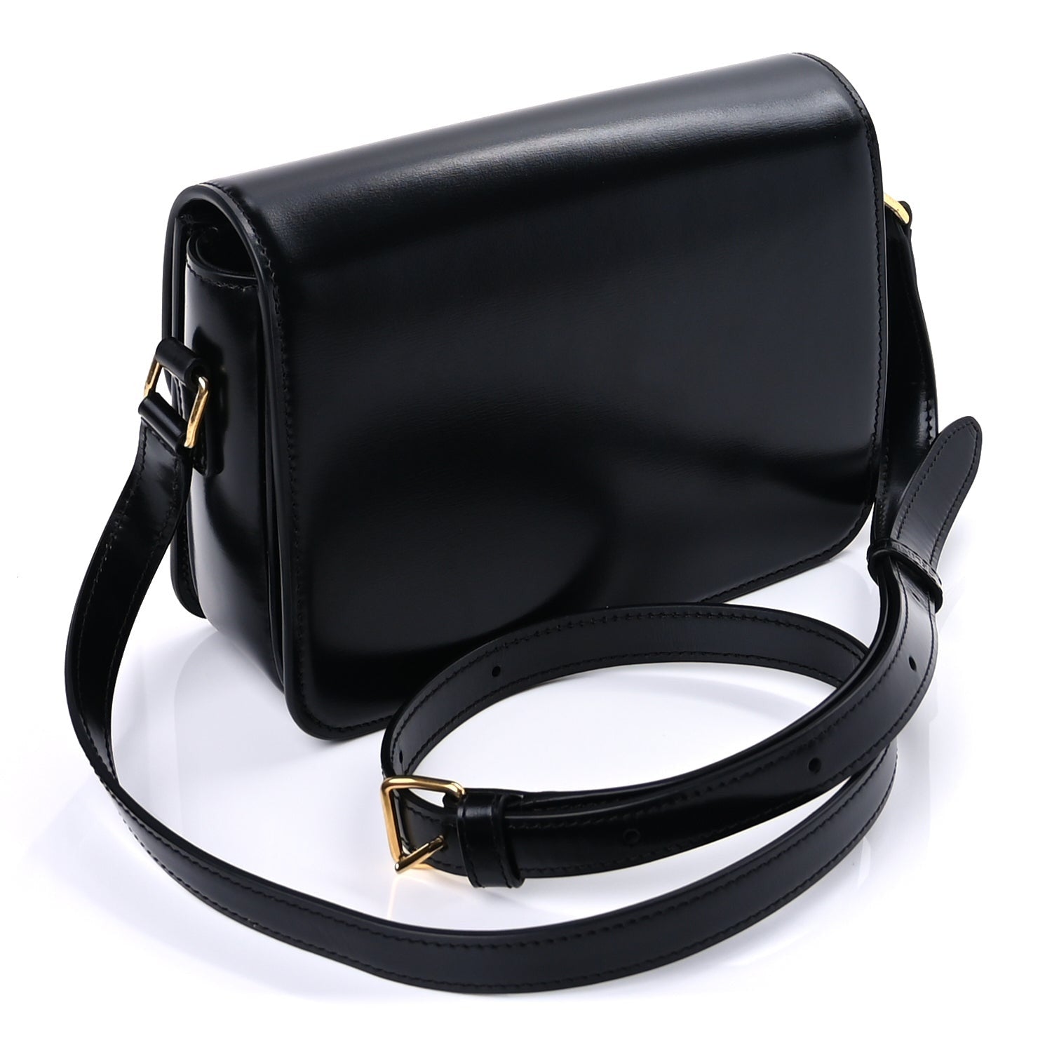 Celine Shiny Calfskin Teen Triomphe  Black 2 of 8