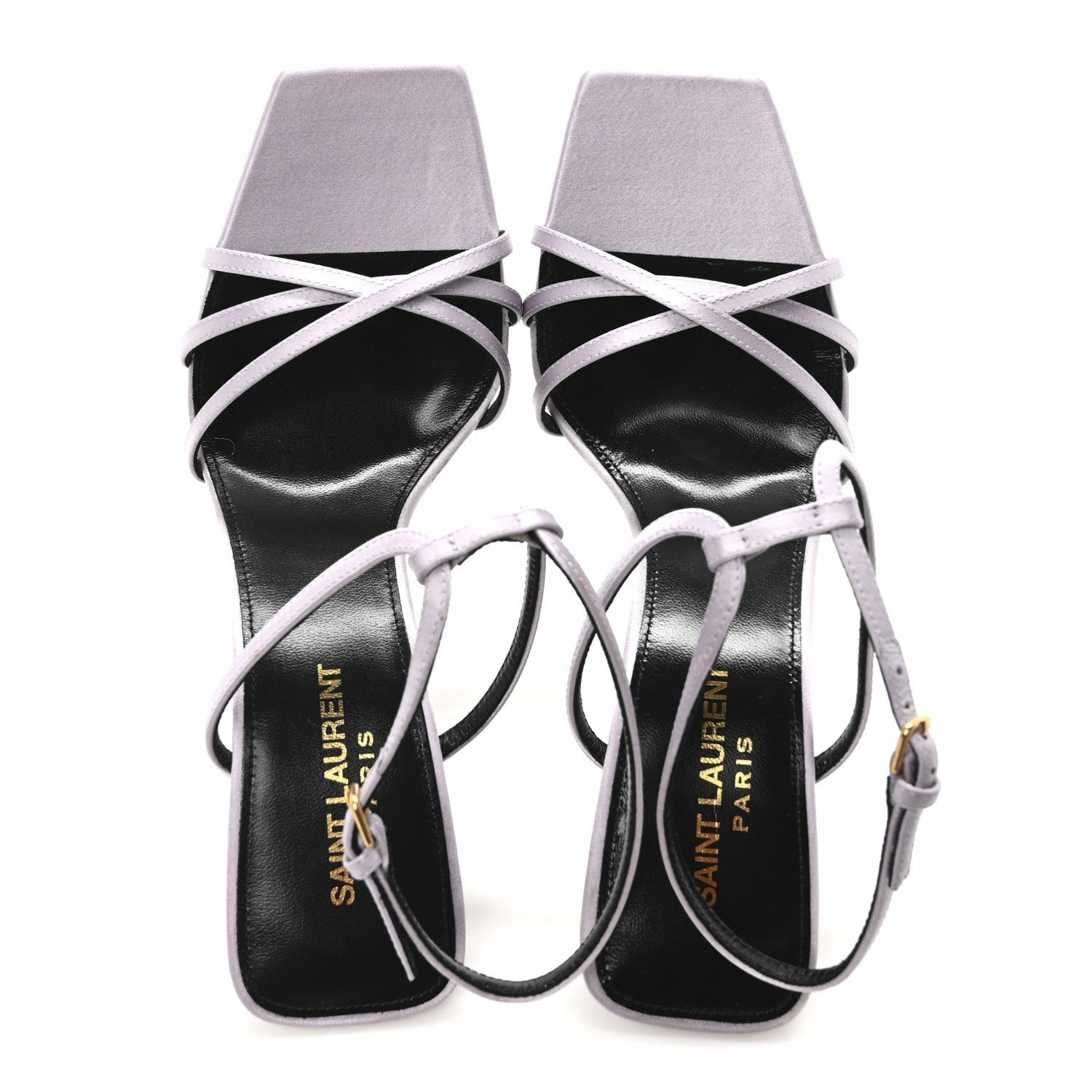 Saint Laurent Crepe Satin Baliqua 105 Ankle Strap Sandals 37.5 Poly Grey 2 of 7