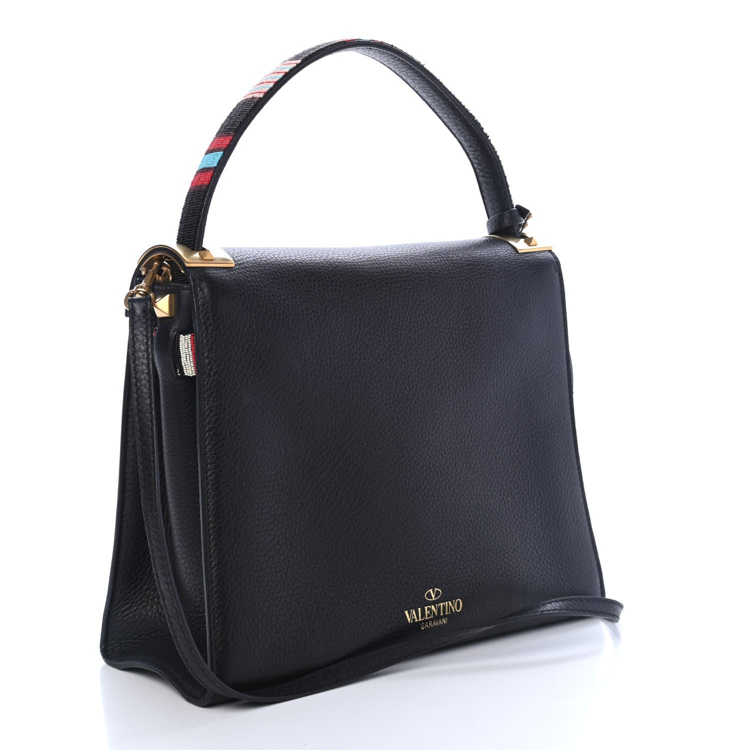 Valentino Garavani Pebbled Calfskin Beaded Medium My Rockstud Frame Bag Black 2 of 4