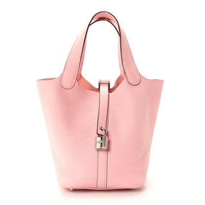 Hermes Taurillon Clemence Picotin Lock 18 PM Rose Sakura 1 of 12