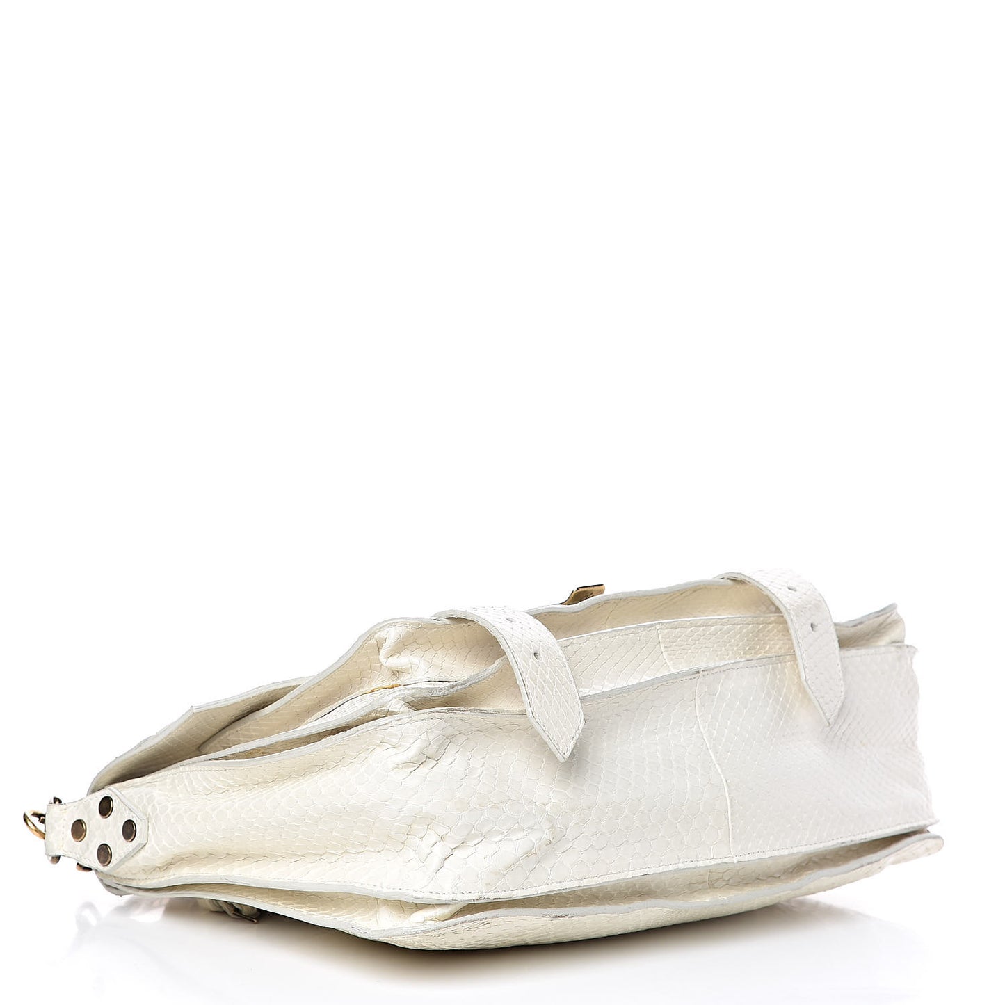Snakeskin Calfskin Embossed Medium PS1 Satchel White