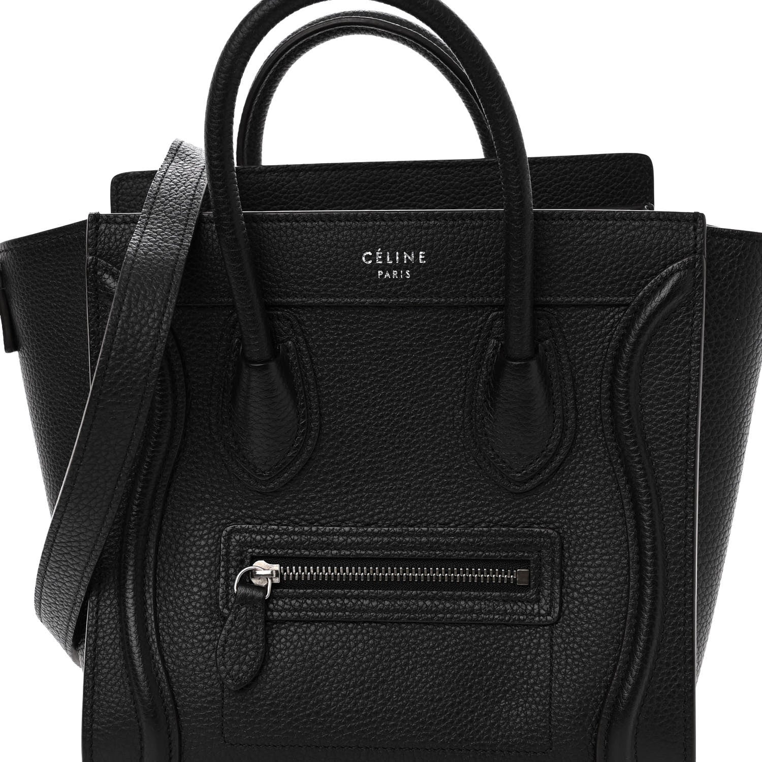 Celine Drummed Calfskin Nano Luggage Black 7 of 9