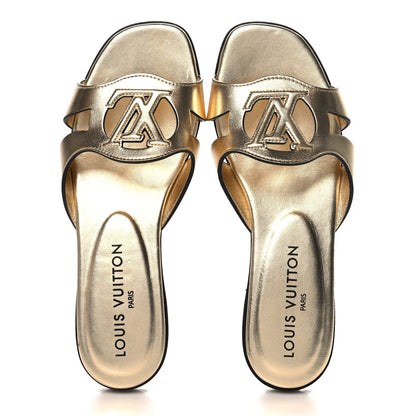 Louis Vuitton Metallic Calfskin LV Isola Flat Sandals Gold 2 of 7