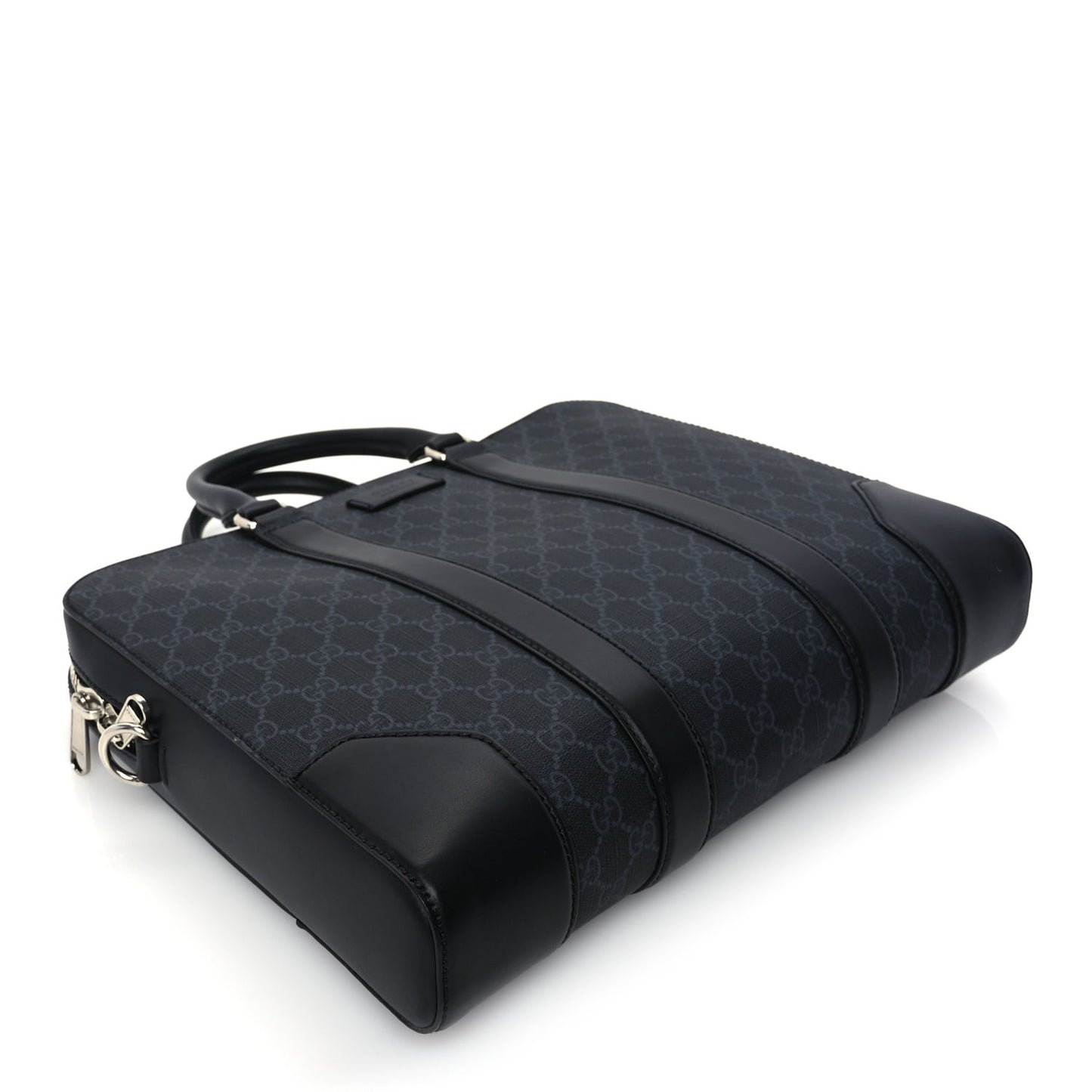 GG Supreme Monogram Appia Calfskin Web Briefcase Black