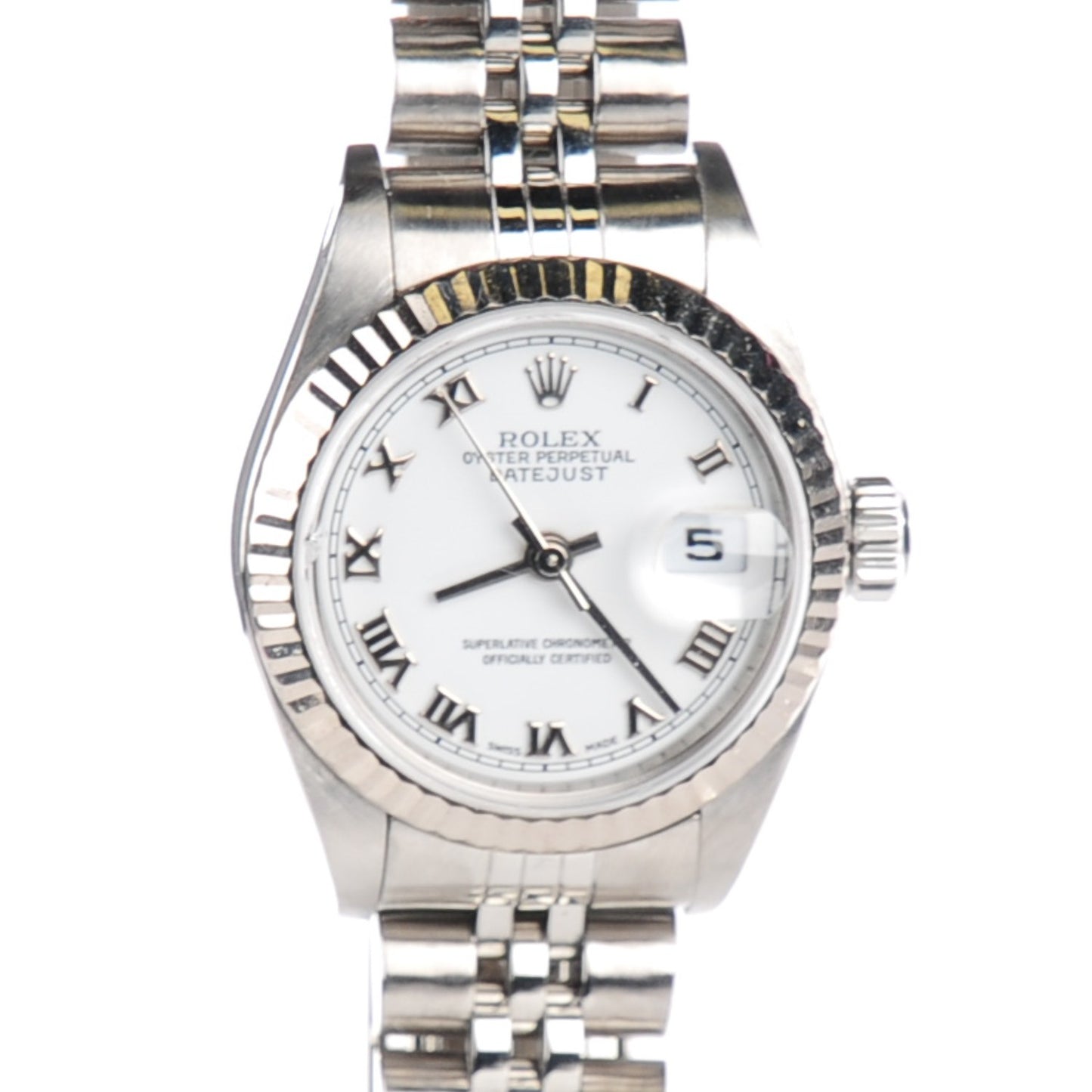 Stainless Steel 18K White Gold 26mm Oyster Perpetual Datejust Watch White Roman 179174
