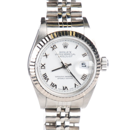 Rolex Stainless Steel 18K White Gold 26mm Oyster Perpetual Datejust Watch White Roman 179174 1 of 7