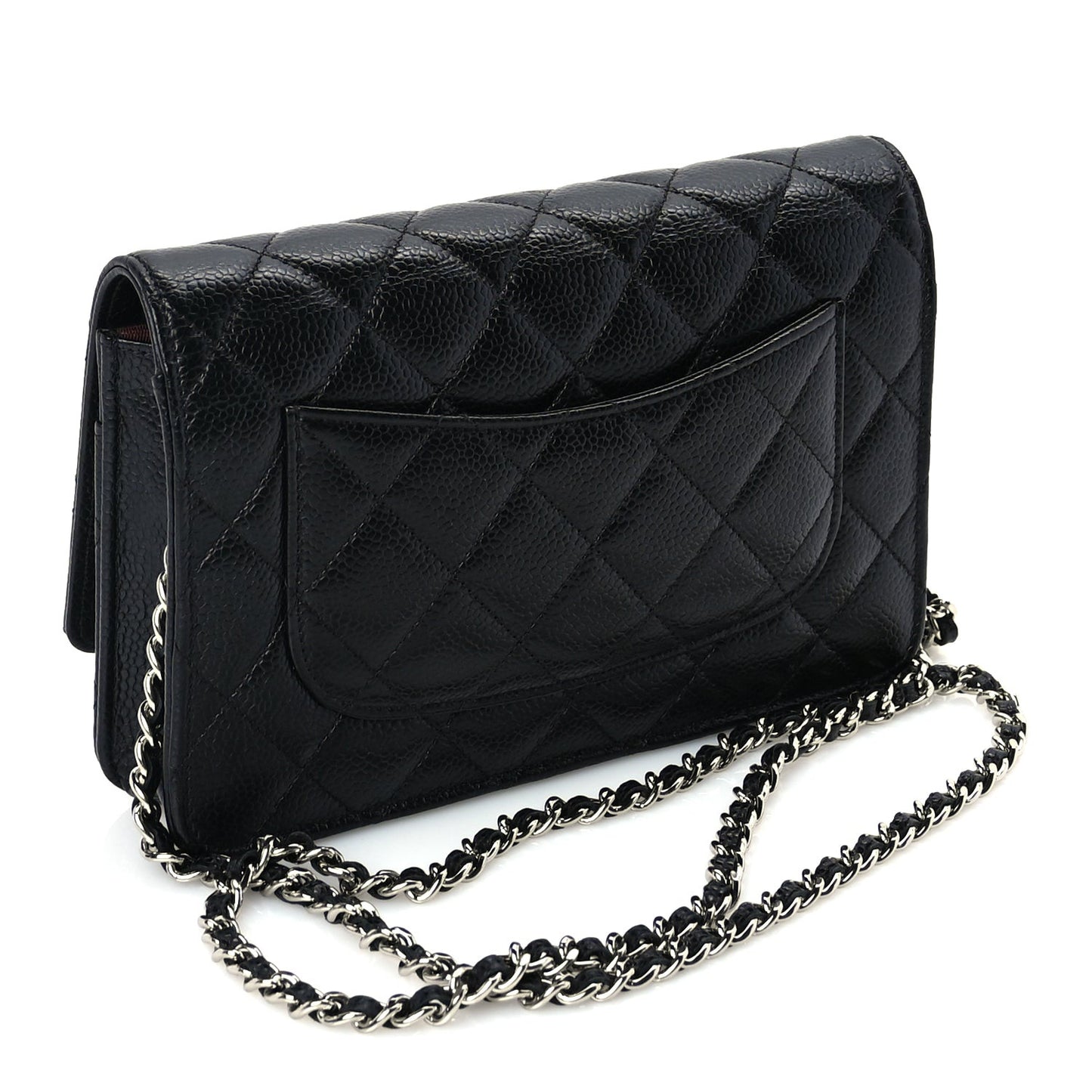 Caviar Quilted Wallet On Chain WOC  Black