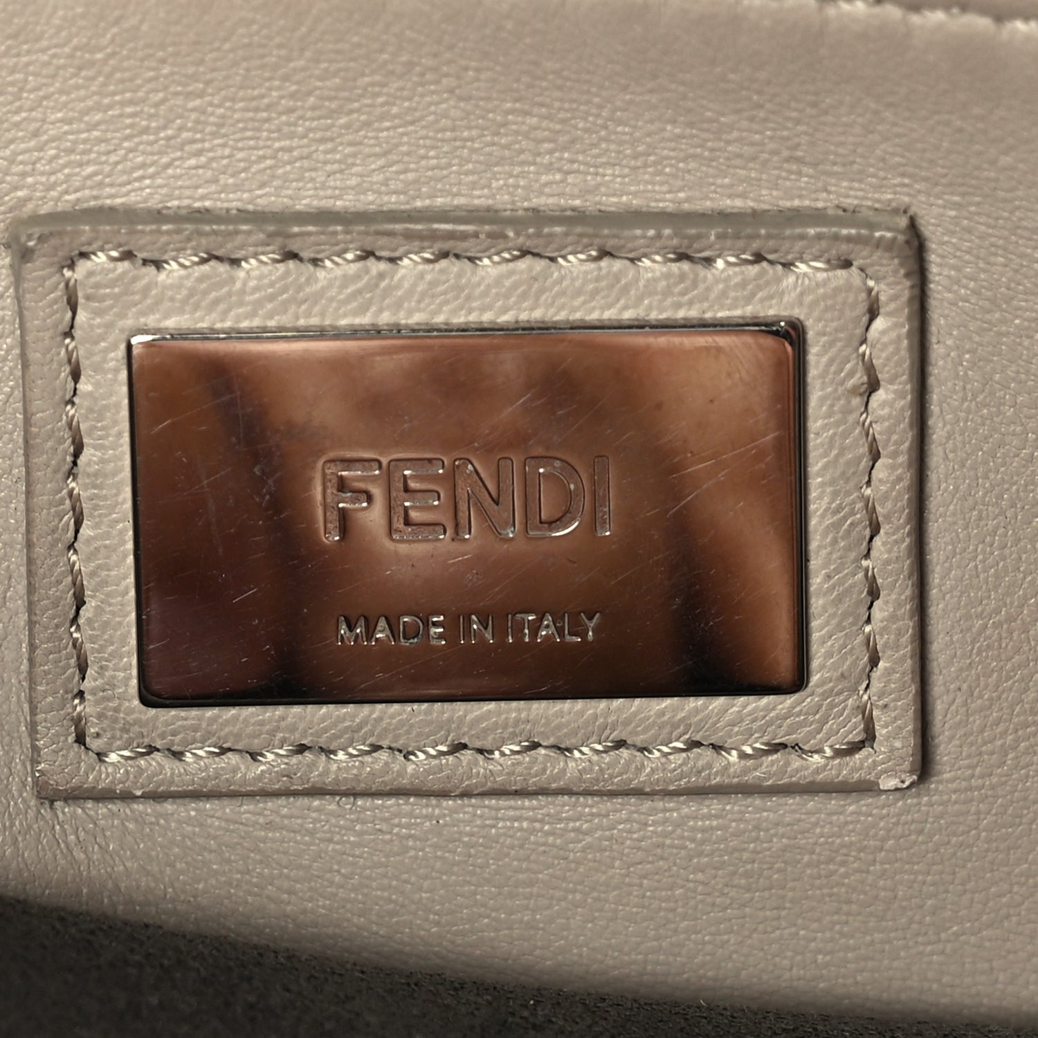 Fendi Vitello Seta Shiny Nappa Medium Peekaboo Iconic Satchel  Carbone Grigio Polvere 5 of 8
