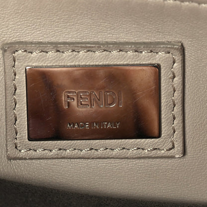 Fendi Vitello Seta Shiny Nappa Medium Peekaboo Iconic Satchel  Carbone Grigio Polvere 5 of 8