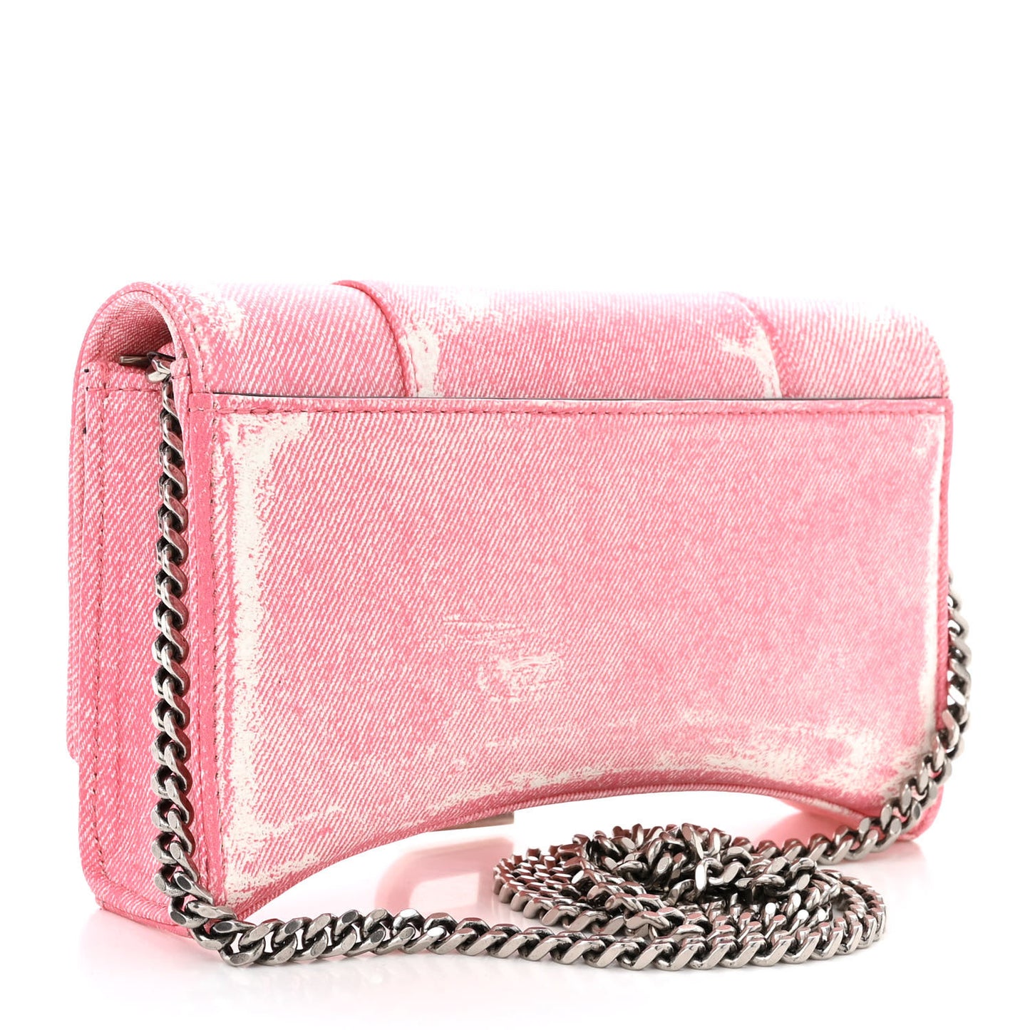 Nappa Denim Printed Hourglass Chain Bag Denim Pink