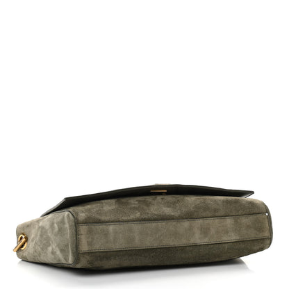 Saint Laurent Suede Medium Reversible Monogram Kate Satchel Olive 3 of 10
