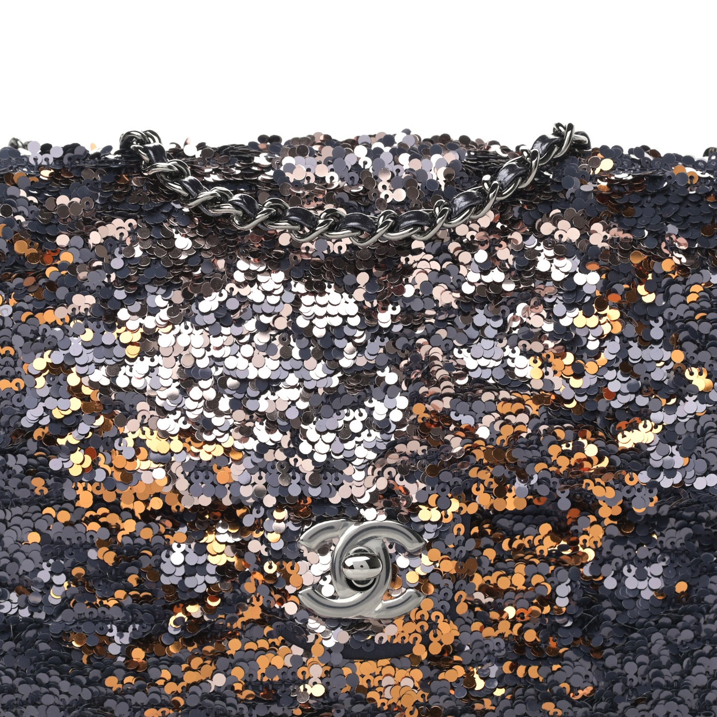 Sequin Mini Rectangular Flap Blue Gold