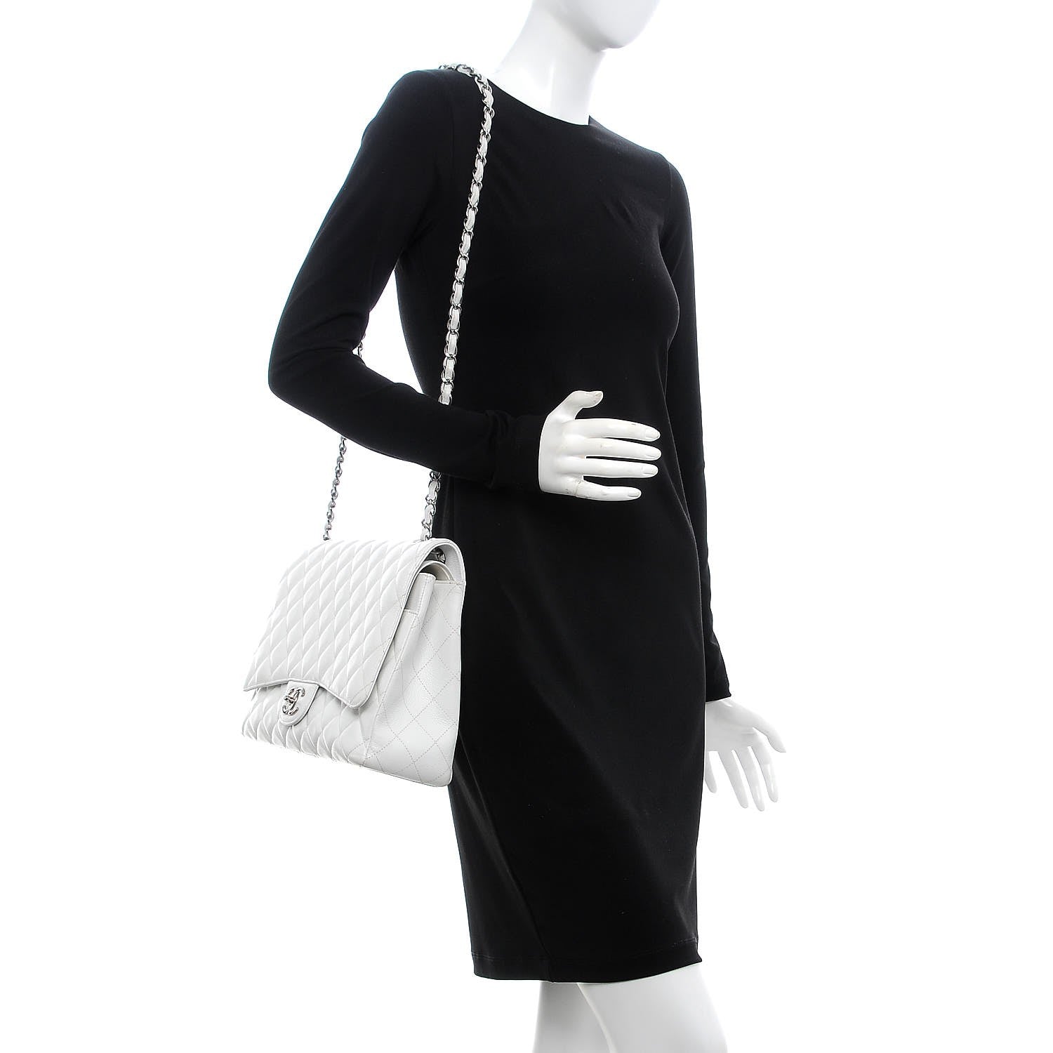 Chanel Caviar Quilted Maxi Double Flap White 2 of 12