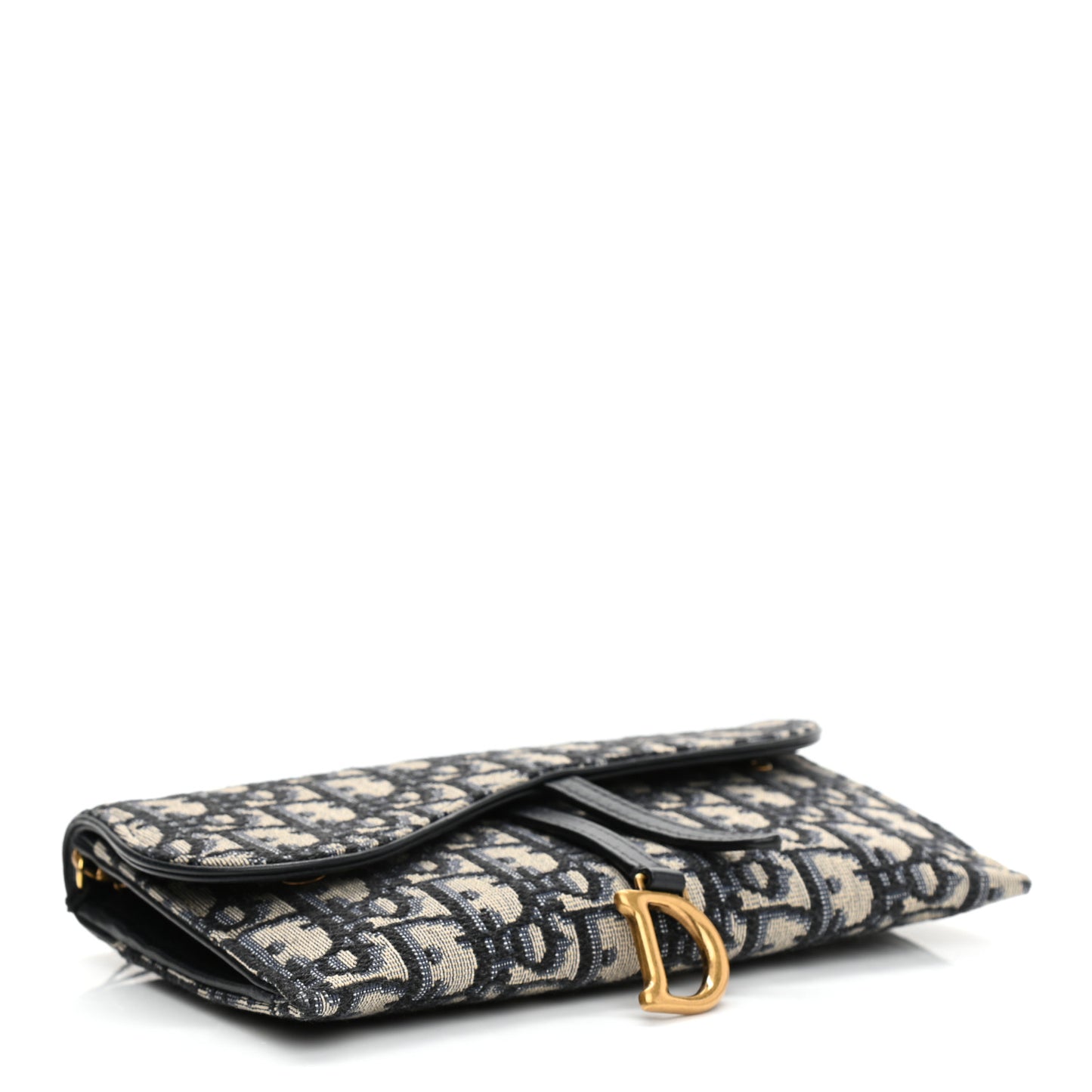 Oblique Saddle Chain Long Wallet Blue