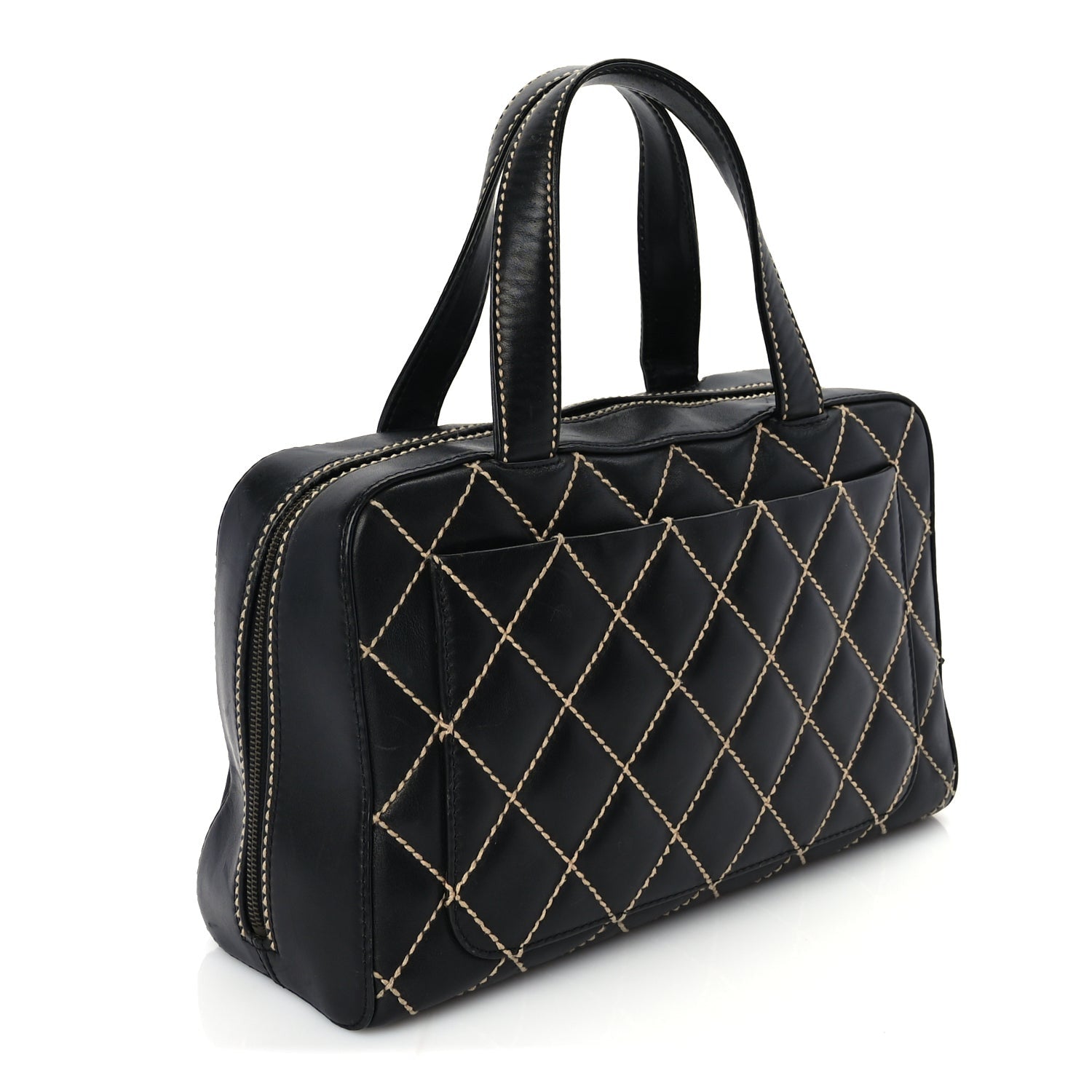 Chanel Calfskin Wild Stitch Top Handle Bag Black 3 of 10