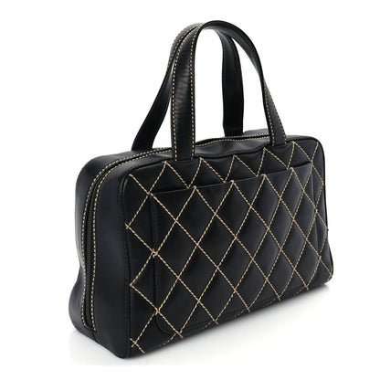 Chanel Calfskin Wild Stitch Top Handle Bag Black 3 of 10
