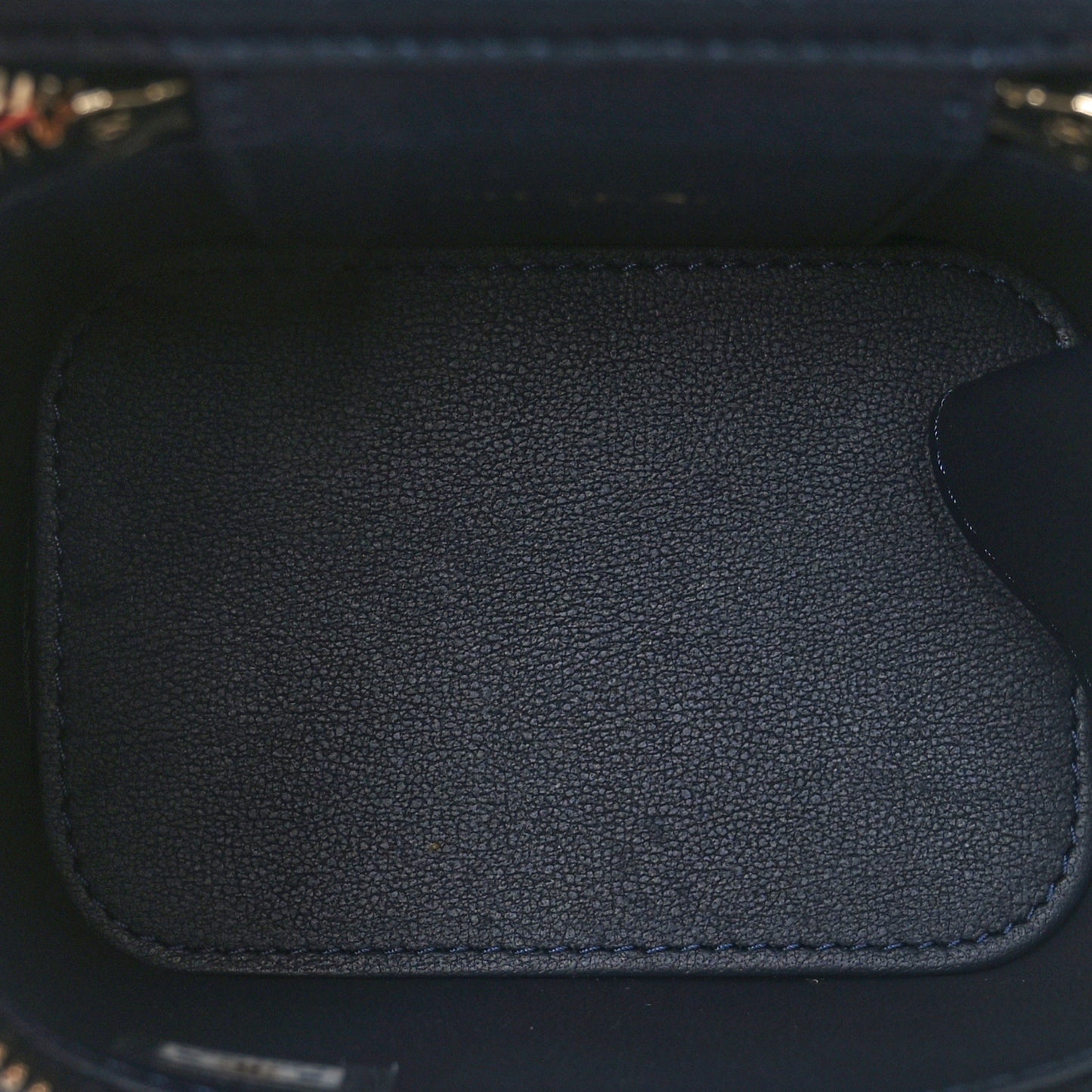 Wool Plaid Quilted Mini Vanity Case With Chain Blue