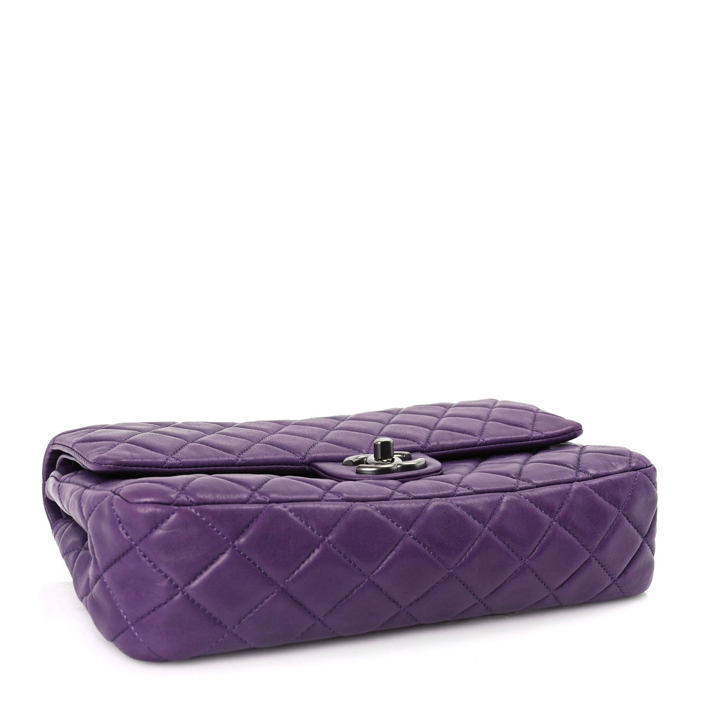 Lambskin Quilted Medium Double Flap Purple