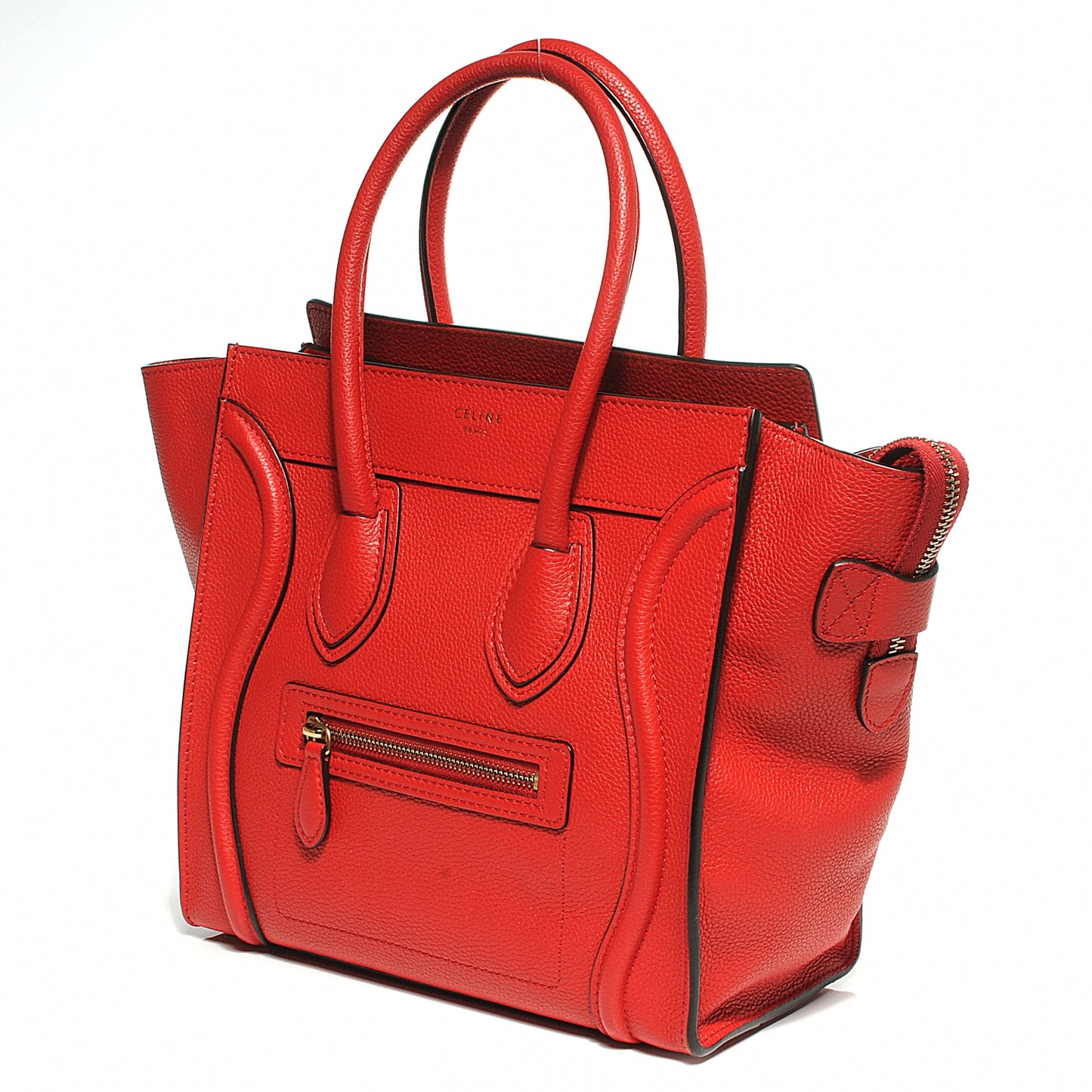 Drummed Leather Micro Luggage Coquelicot