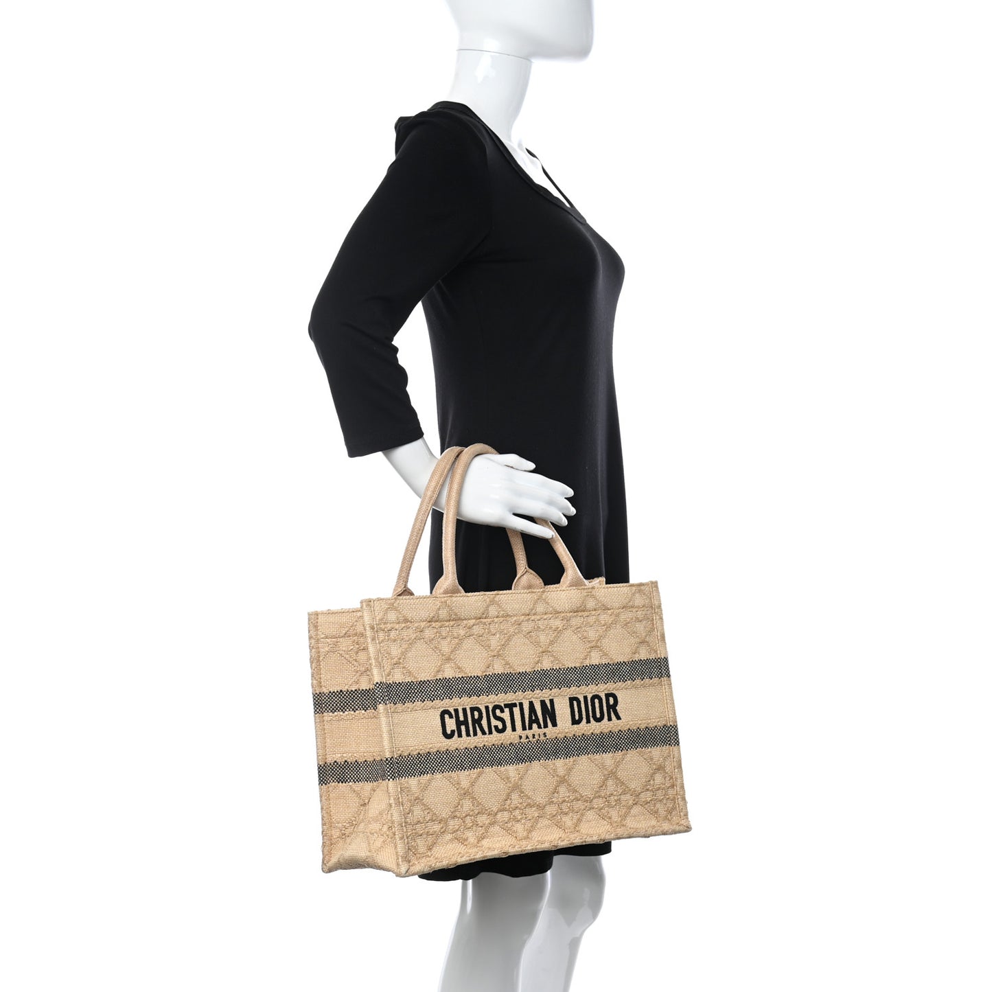 Raffia Cannage Medium Book Tote Natural