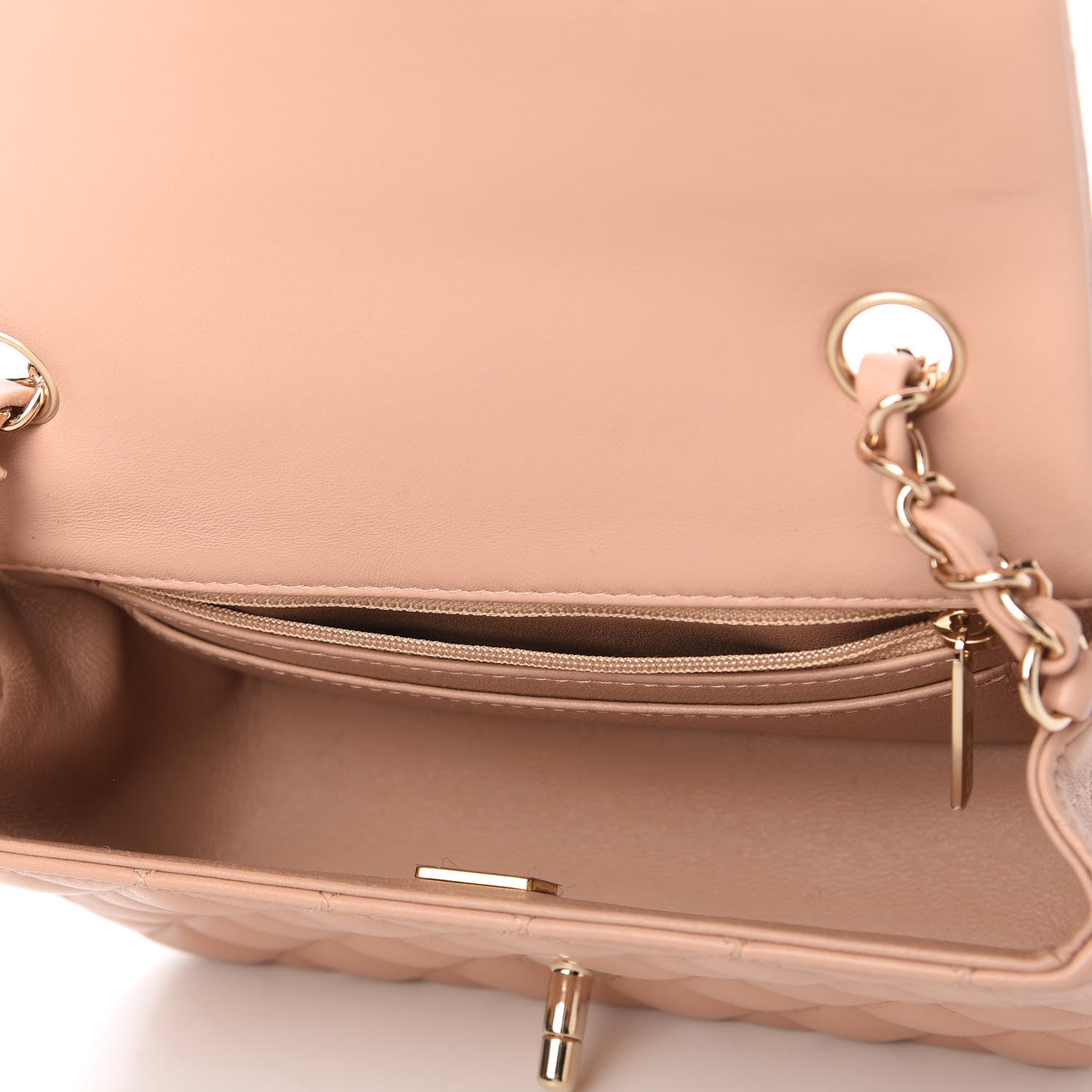 Chanel Lambskin Quilted Mini Rectangular Flap Beige 5 of 11