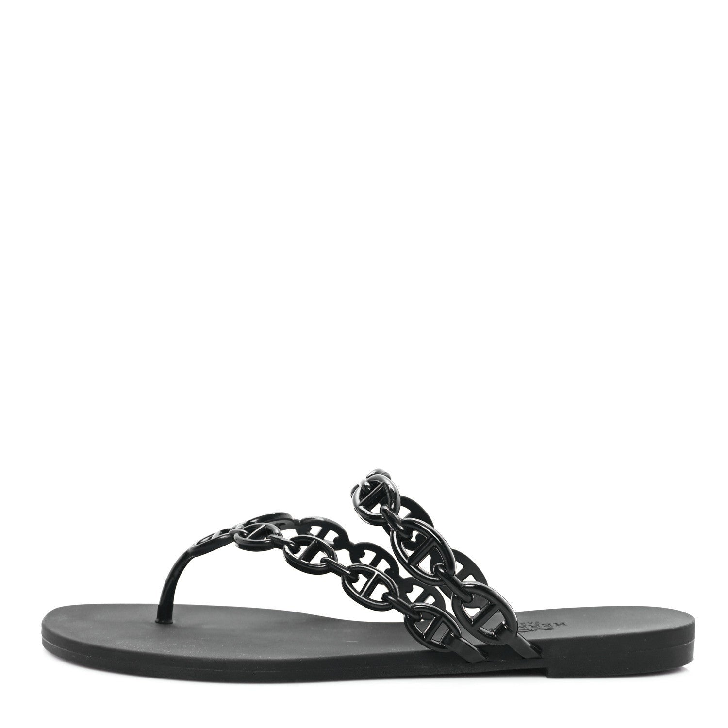 Hermes Rubber Chaine d'Ancre Rivage Sandals 38 Black 1 of 7