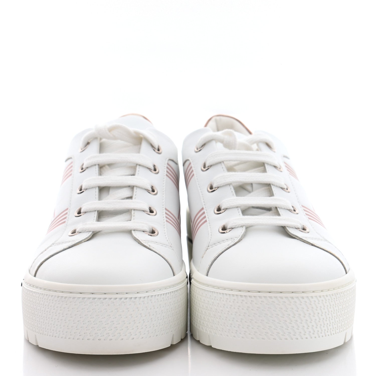 Hermes Calfskin Nappa Dare Sneakers 37 White Rose Dore 2 of 10