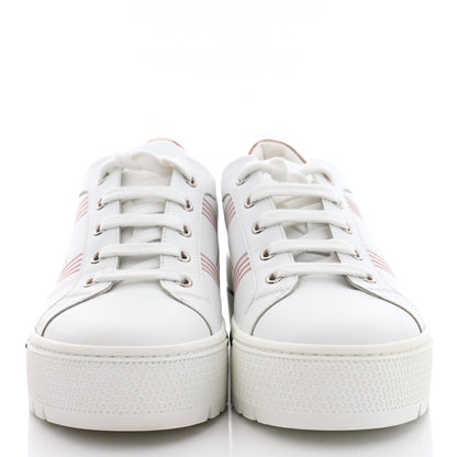 Hermes Calfskin Nappa Dare Sneakers 37 White Rose Dore 2 of 10