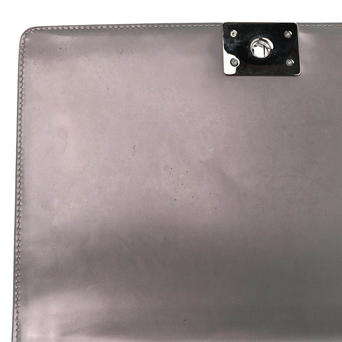 Glazed Calfskin Large Boy Flap Grey