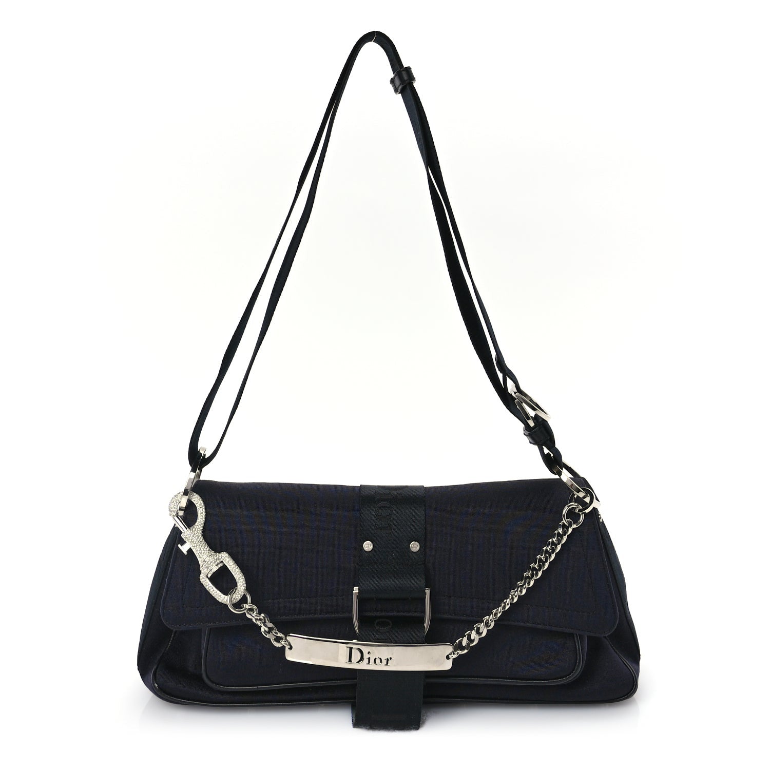Christian Dior Silk Jersey Crystal Hardcore Bag Navy 1 of 8