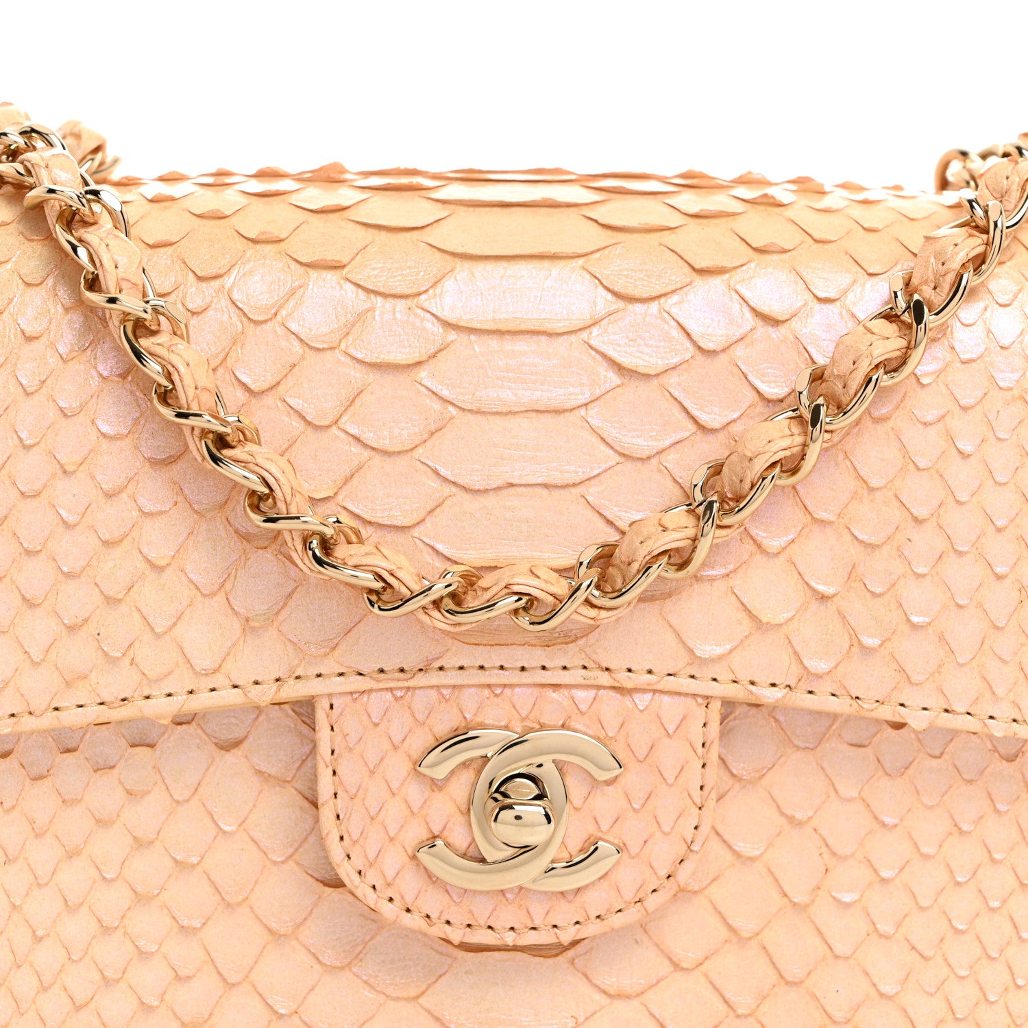 Chanel Iridescent Snakeskin Mini Rectangular Flap Beige 8 of 10