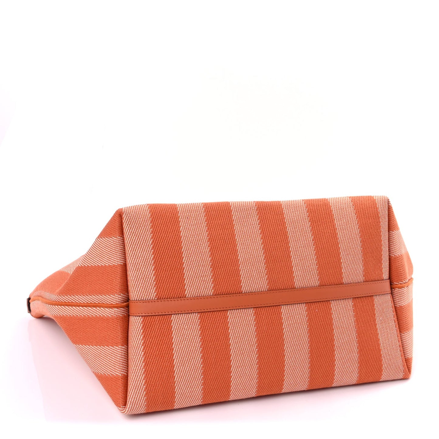Pequin Vitello Effettto Denim Jacquard FF Reversible Large Shopping Tote  Orange