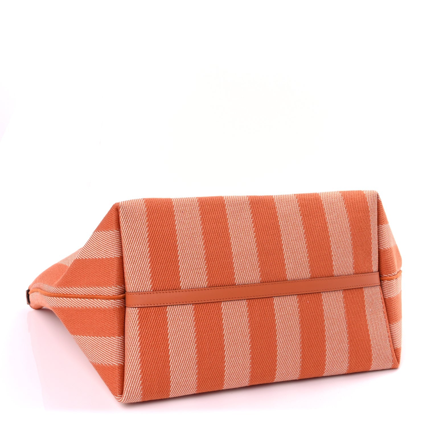 Fendi Pequin Vitello Effettto Denim Jacquard FF Reversible Large Shopping Tote  Orange 5 of 7
