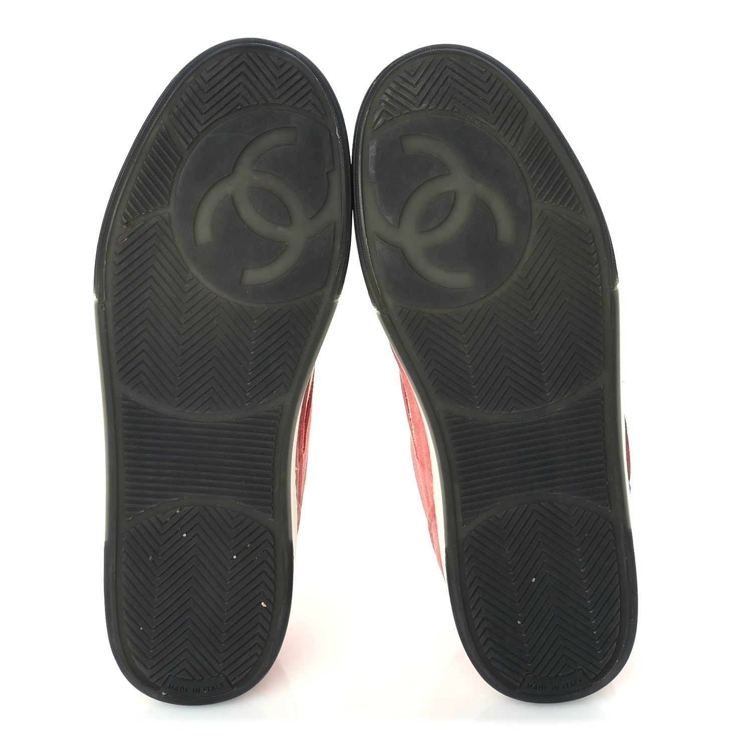 Chanel Suede Kidskin Womens CC Sneakers 39.5  White Pink 6 of 8