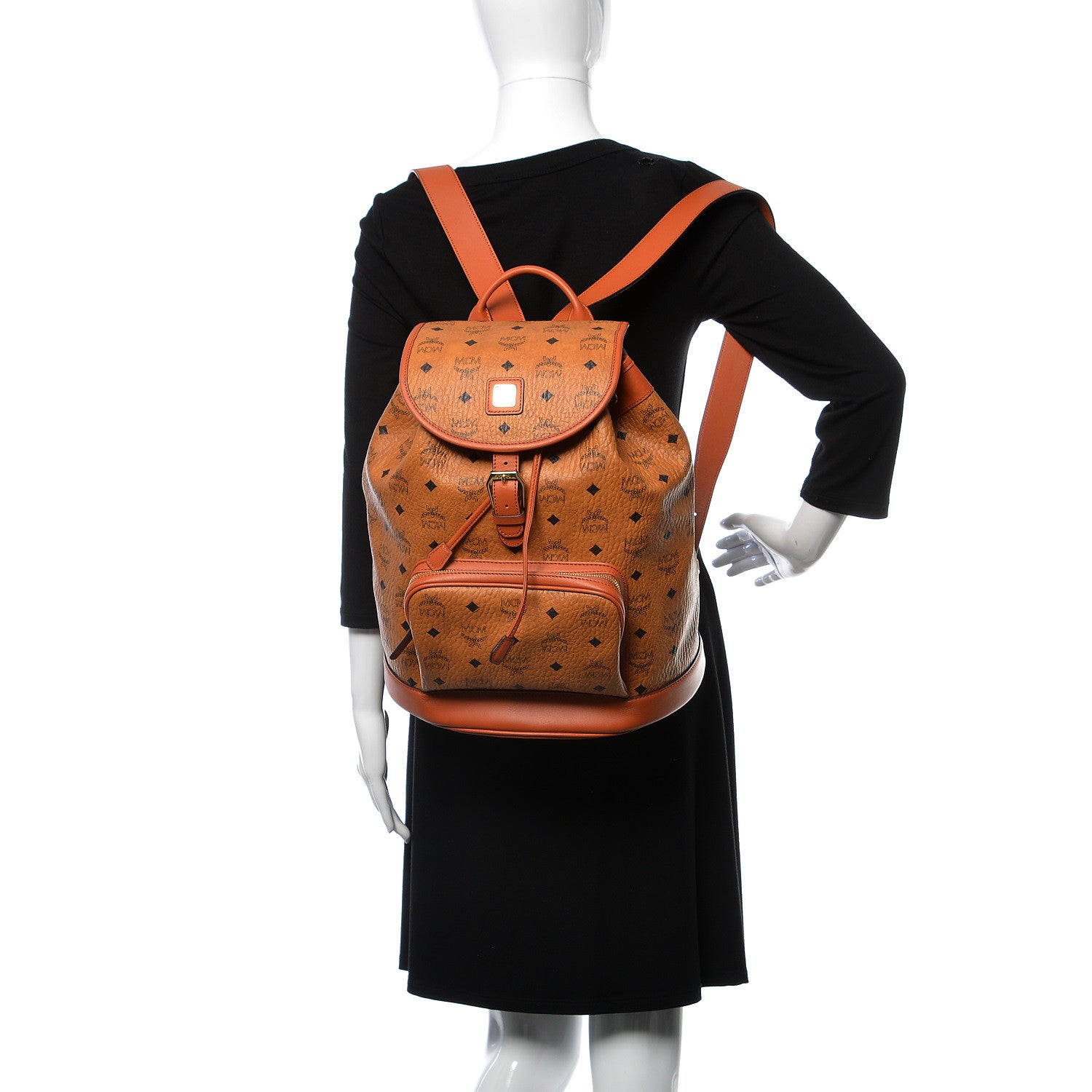 MCM Visetos Medium Vintage Pocket Backpack Cognac 2 of 26