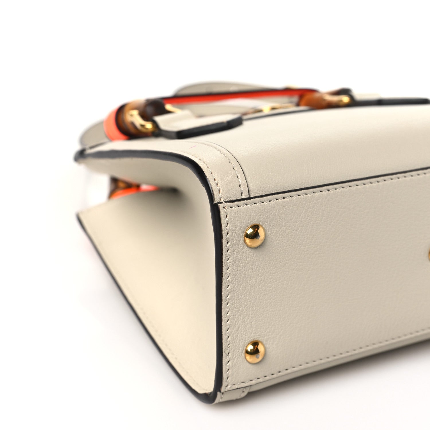 Gucci Wonka Grain Calfskin Mini Diana Tote Bag Mystic White Orange Fluo 9 of 11